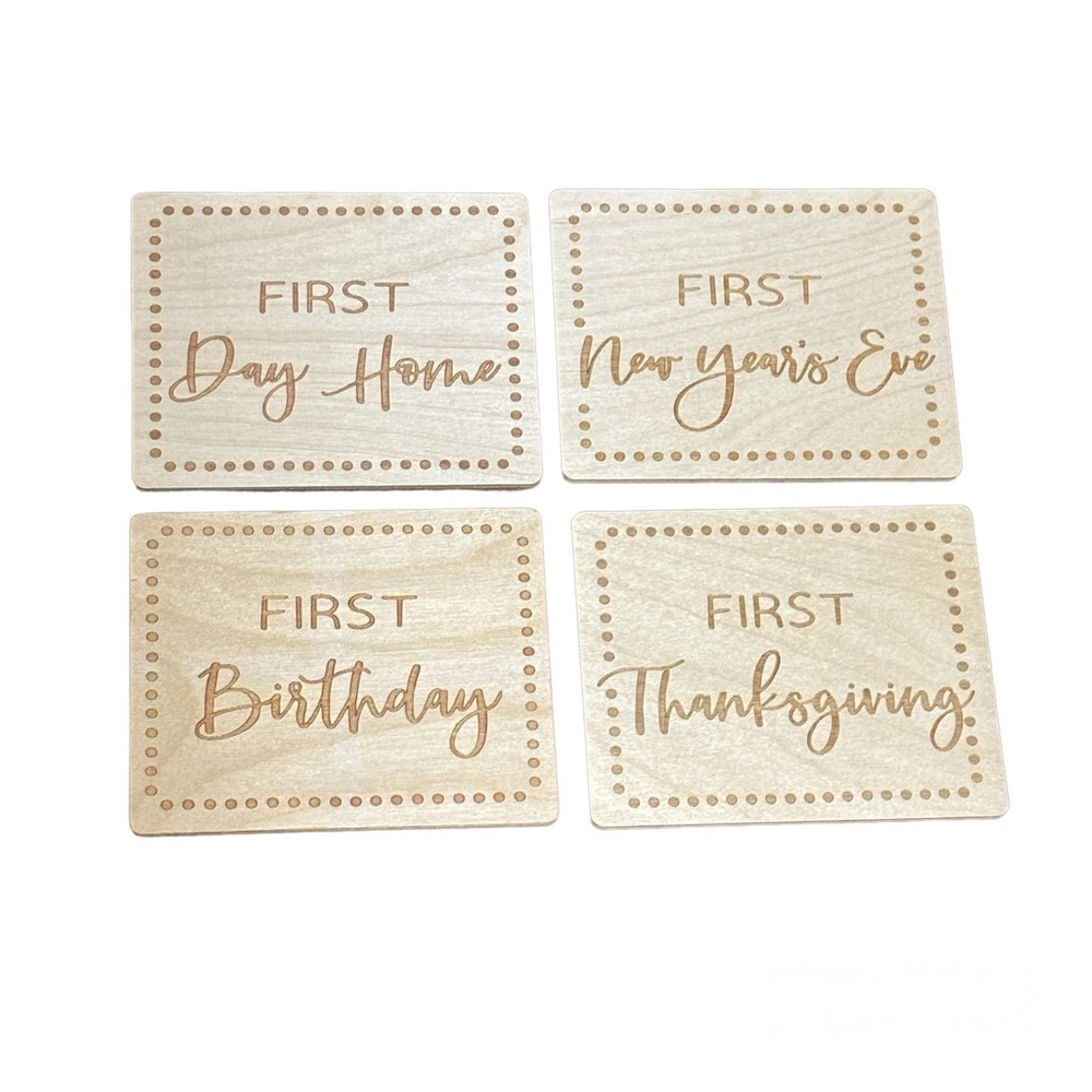 Natural wood baby milestone markers. Set of 4